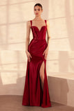 Ladivine Amoris T813 Long Fitted Corset Bodice Satin Prom Gown