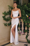 Amoris T820W Removable Strap Stretch Satin Floor Length Modern Bridal Gown