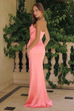 Amoris T820 Removable Strap Stretch Satin Floor Length Fitted Gown