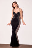 Amoris T904 Long Fitted Beaded Gown Spaghetti Straps