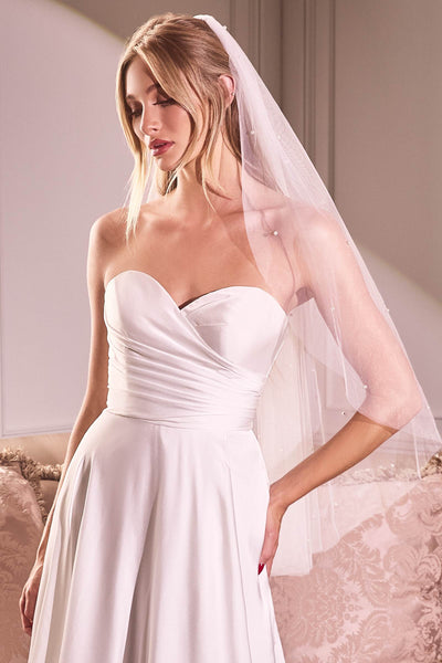 Ladivine V006 Wedding Veil - Pearl Drops Fingertip Veil