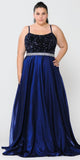 Lindas W1018 Floor Length Rhinestone Belt Detail Sequin Top Dress with Pockets