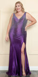 Lindas W1130 Plus Size Fitted Sleeveless Rhinestone Slit Formal Gown