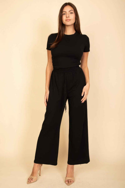 Relaxed Fit Top And Wide-leg Pants Set
