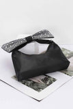 Rhinestone Hotfix Bow Handle Nylon Clutch