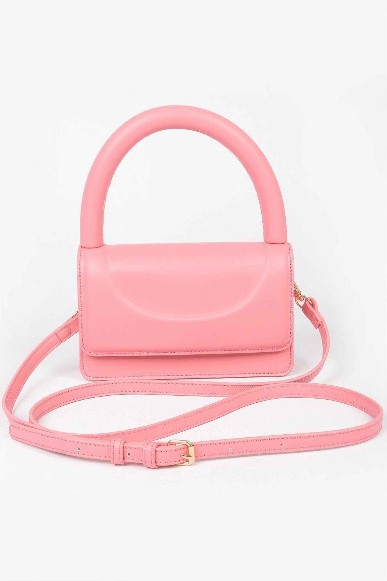 Metallic Faux Leather Top Handle Clutch