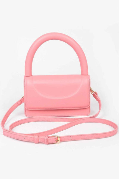 Metallic Faux Leather Top Handle Clutch