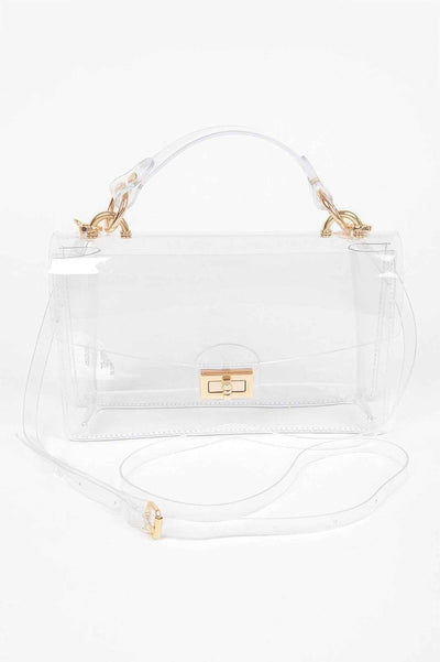 Transparent Metal Studded Flap Bag