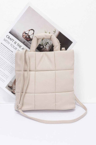 Quilted Faux Leather Padded Tote Bag