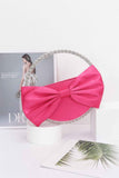 Satin Ribbon Round Rhinestone Metal Clutch