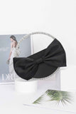 Satin Ribbon Round Rhinestone Metal Clutch