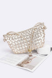 Faux Leather Braided Wrist And Shoulder Bag