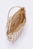 Faux Leather Braided Wrist And Shoulder Bag
