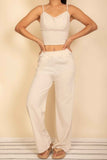 Spaghetti Strap Bralette Top & Wide Leg Pants Set