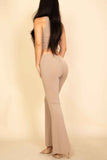 Ribbed Sleeveless Crop Top & Flared Pants Set