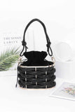 Rhinestone Braided Metal Bucket Bag