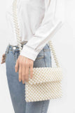 Hand Made Faux Pearl Bead Flap Crossbody Bag