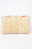 Heart Embroidery Straw Clutch