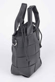 Faux Leather Braided Handle Bag W/canvas Pouch