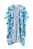 Flower Print Self-tie Drawstring Open Front Cover