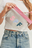 Sequin Letter Spf Clear Pouch With Wrist Strap