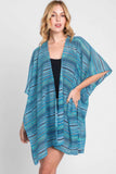 Multi Color Stripe Crochet Open Front Cover-up