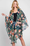 Tropical Flower Leaves Print Shawl Cover-up