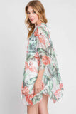 Ruffle Lined Tropical Flamingo Print Open Front