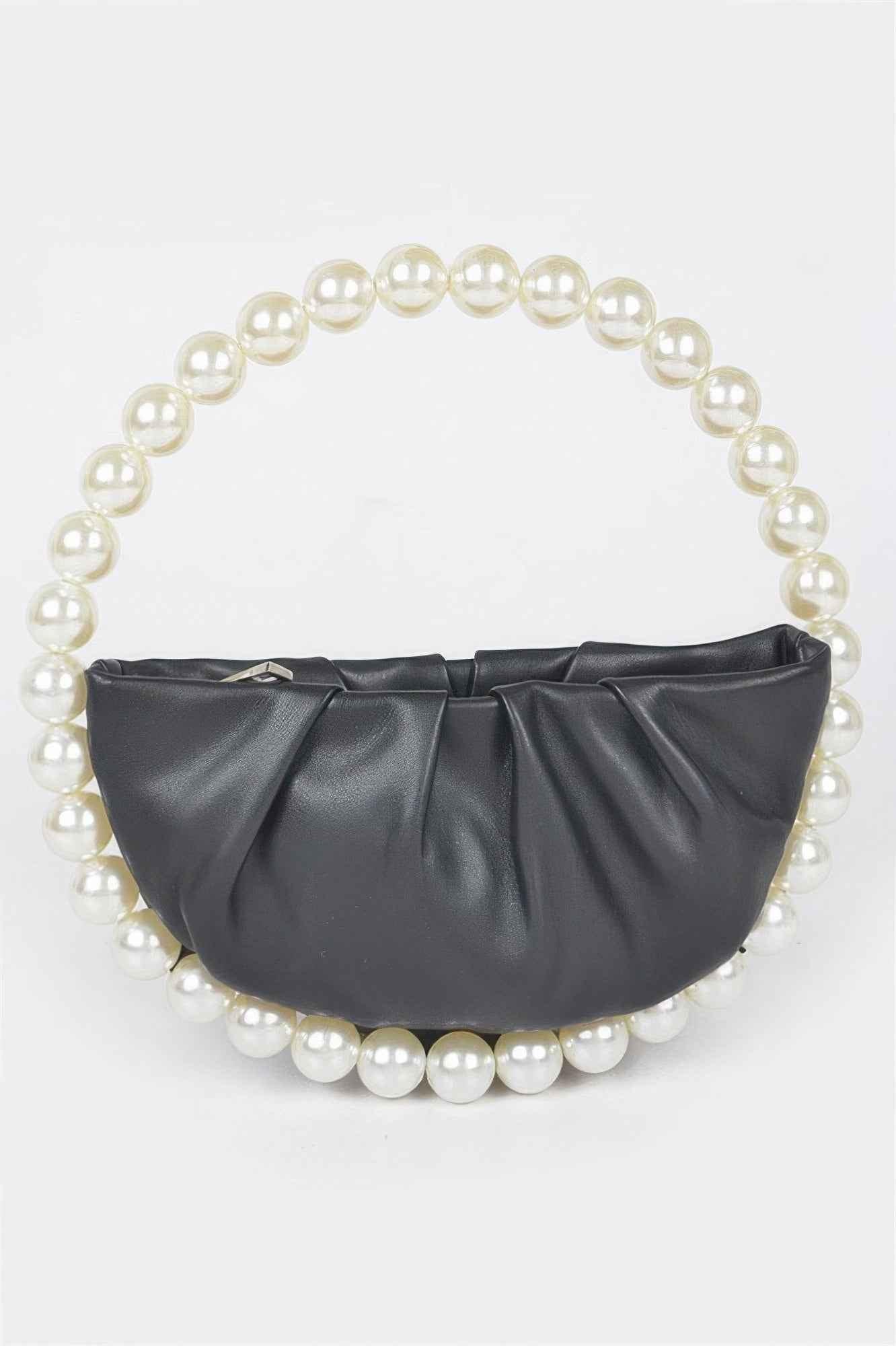 Vegan Metallic Leather Top Handle Bag W/stones
