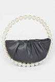 Vegan Metallic Leather Top Handle Bag W/stones