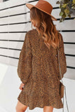 V Neck Drop Shoulder Cheetah Print Tunic Dress