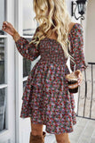 Square Neck Solid Lace Up Cocktail Dress