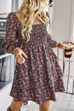 Square Neck Solid Lace Up Cocktail Dress