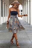 Off Shoulder Sleeveless Floral Ruched Fit Dress