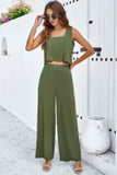 Two Pieces Square Neck Sleeveless Solid Sets