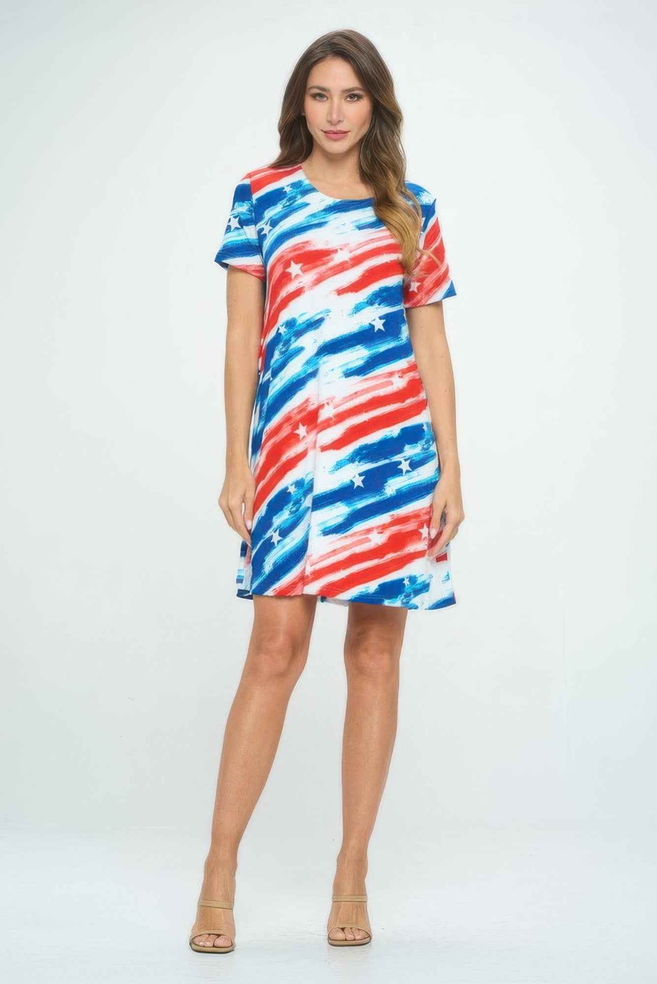 Short Sleeve And Soft Round-neckline Short Dress