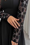 Plus Size Elegant Lace Panels Sequins Dress