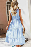 Strip Sleeveless V Neck A Line Color Block Dress
