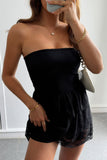 Off Shoulder Strapless Ruffle Lace Mini Dress