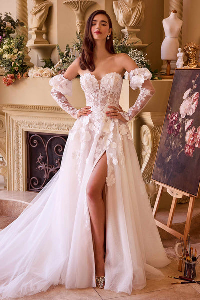 Andrea & Leo WL017 Dress Floral Applique Adorned Strapless Wedding Gown