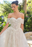 Andrea & Leo WL090 Embroidered Lace Tulle Off Shoulder Wedding Ball Gown