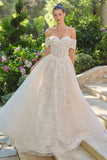 Andrea & Leo WL090 Embroidered Lace Tulle Off Shoulder Wedding Ball Gown