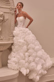 Andrea & Leo WL092 Lace Strapless Rosette Ball Gown