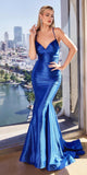 Ladivine Y036 Long Glitter Stretch Satin Mermaid Gown Open Back
