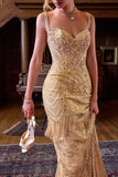 Andrea & Leo A1526 Fitted Fringe Beaded Formal Gown