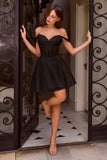 Ladivine CD0246 Off the Shoulder Tulle and Lace Short Dress