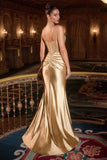 Ladivine CD718 Fitted Satin Evening Gown V-Neckline