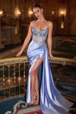 Ladivine CD722 Elegant Strapless Satin Fitted Evening Gown