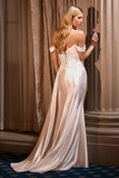 Ladivine CD803W Off The Shoulder Lace & Satin Fitted Wedding Gown