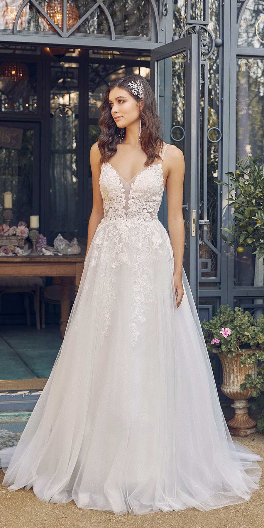 Nox Anabel JE933 Long A Line Embroidered Bodice Wedding Gown White 4
